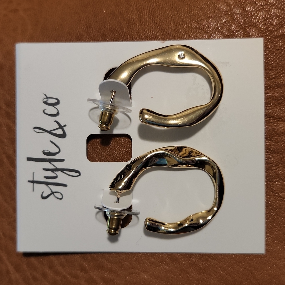 Style & Co Twisted Hammered C-Hoop Earrings
